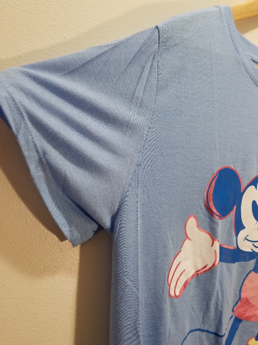 Disney Mickey Mouse Graphic Tee Light Blue Casual Curved Hem Top XXL - Picture 6 of 7